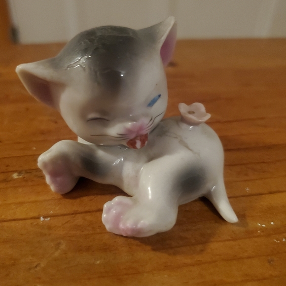 Other - Sugar Glaze Ceramic Kitten Figurine, Salt Glaze, Sugar Texture, Cat Figurine,